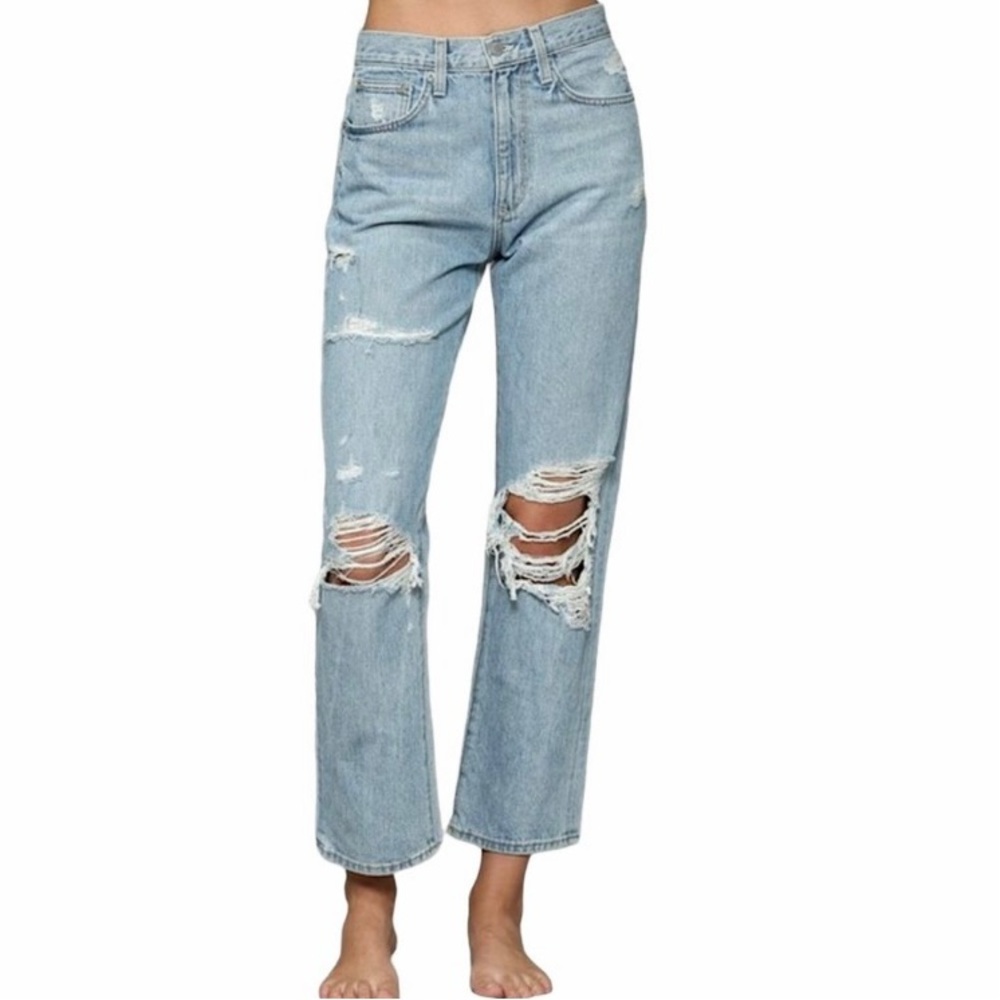Blank Paige~Women’s Light Wash High Rise Distressed Boyfriend‎ Jeans~Sz L
